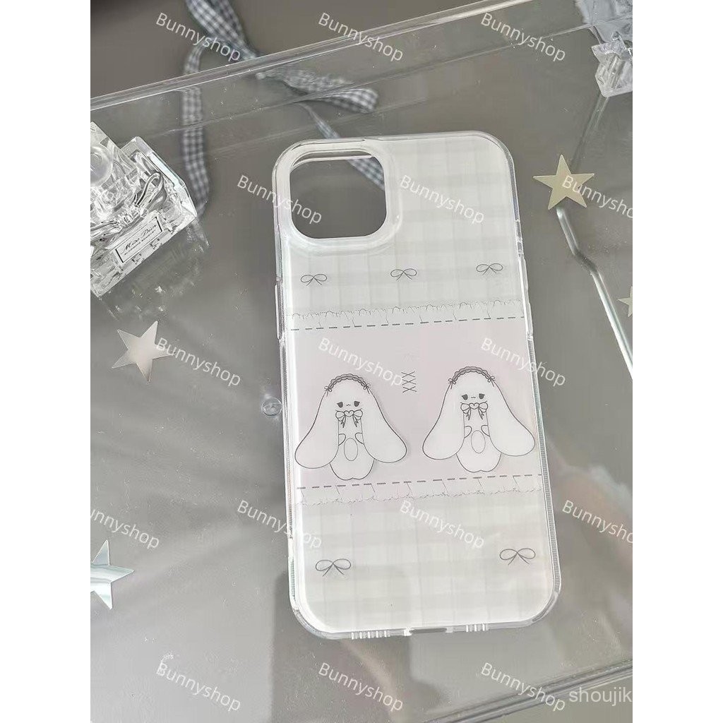 ไอเอ็มดี เคสไอโฟนลายตารางสีเทาและขาว สำหรับไอโฟน 16 โปรแม็กซ์/15/14 โปรแม็กซ์/13 โปรแม็กซ์/12 โปรแม็