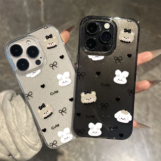 เคส iPhone 16 Pro Max iPhone 11 เคสใสแบบแวววาว TPU นุ่มสีสันสดใส สัตว์น่ารักและสวยงาม Compatible iPhone15 Pro max 14 13