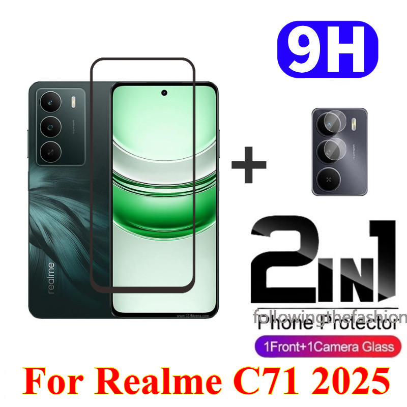 2 in 1 ป้องกันหน้าจอสําหรับRealme C71 2025 realme C71 C 71 C73 C75 C75x 4G 5G Full Coverage HDกระจกนิรภัยป้องกันหน้าจอโทรศัพท์ฟิล์มด้านหน้ากล้องกลับฟิล์ม