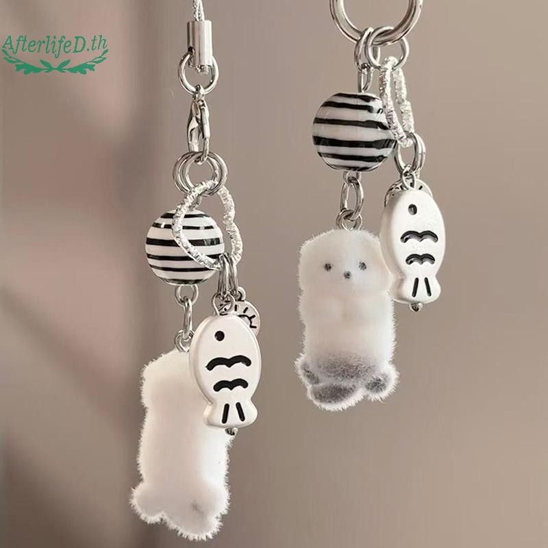 AF Flocked Sea Otter โทรศัพท์ Chain Furry Penguin หมีพวงกุญแจการ์ตูนสัตว์ตุ๊กตา Charm จี้หูฟัง Lanyard กระเป๋าตกแต่ง A