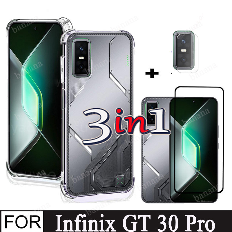 ✅3In1 Infinix GT 30 Pro TPU เคสโทรศัพท์กันกระแทกสําหรับ Infinix GT 30Pro GT 20Pro กระจกนิรภัย Anti B