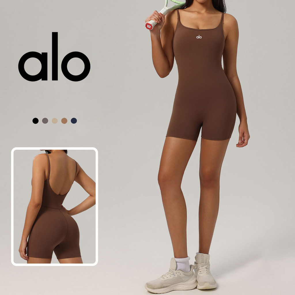 จั๊มสูทสลิงโยคะเปลือย พร้อมแผ่นรองหน้าอก ชุดกีฬารัดรูปสำหรับผู้หญิง