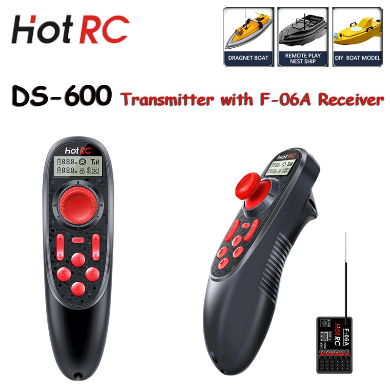 HOTRC DS-600 6CH 2.4GHz วิทยุระบบเครื่องส่งสัญญาณ DS600 รีโมทคอนโทรล F-06A PWM Receiver สําหรับ RC เ