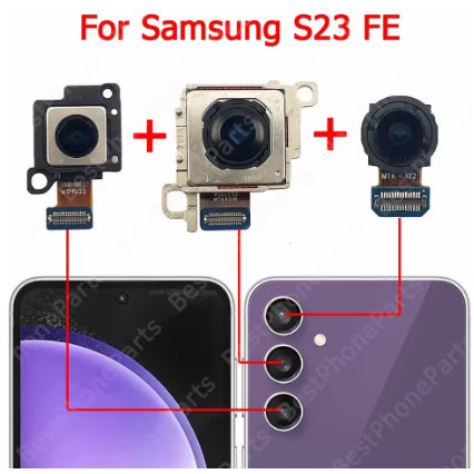 กล้องหลังสำหรับ Samsung Galaxy S23 FE โมดูลกล้อง สายเคเบิลด้านหลัง