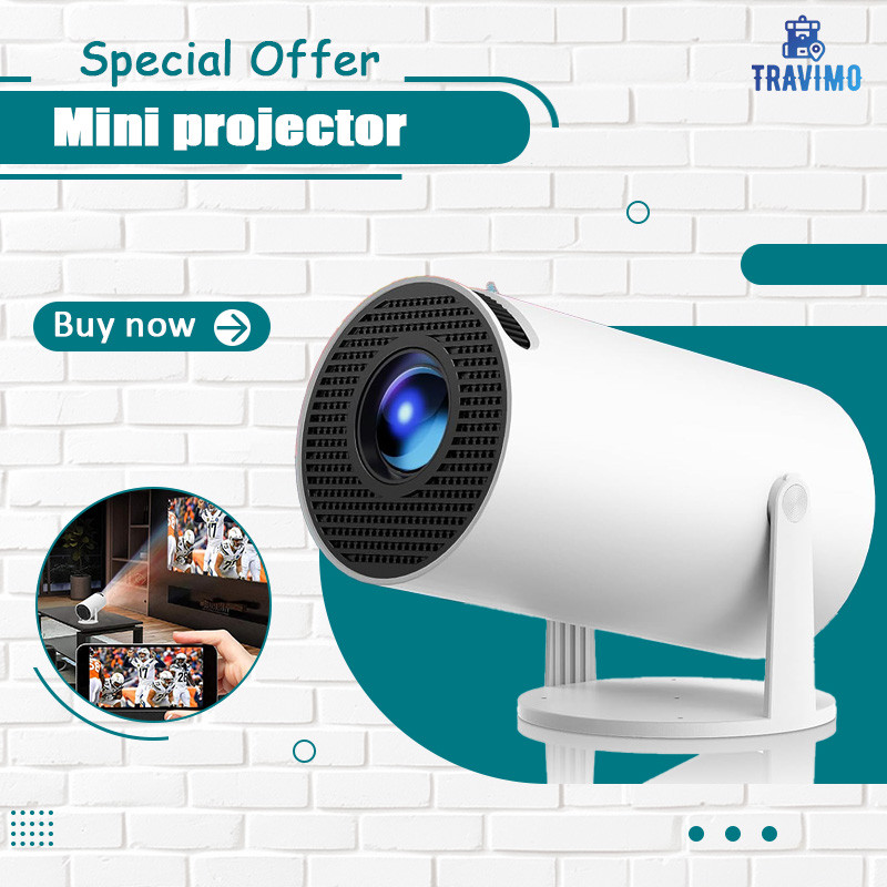 Travimo Mini Projecter HY300 สมาร์ทโปรเจคเตอร์แบบพกพาสําหรับโทรศัพท์ Ultra HD 4K บลูทูธ 5G WiFi AA16