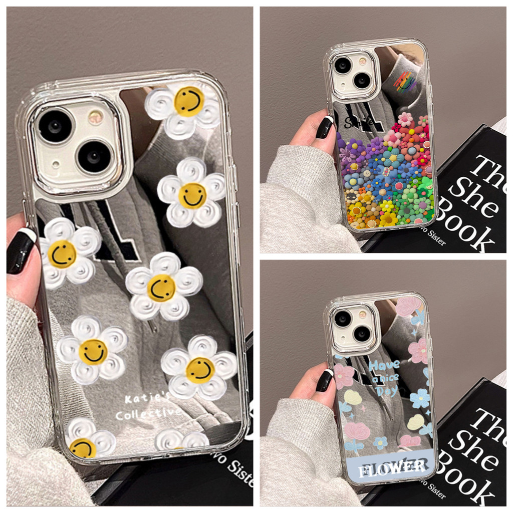 เคสทรศัพท์ For iPhone 17 Air 16 11 13 14 15 12 Pro Max 16pro 16promax 15promax 12pro เคสโทรศัพท์กระจกเงา กล่องดอกไม้