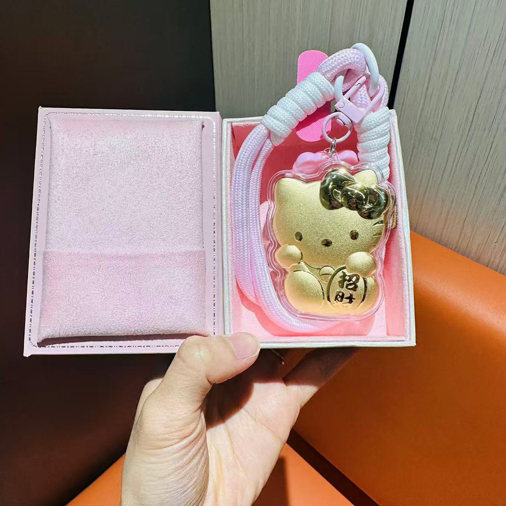 สร้อยกุญแจแมว KT ทองคำ 999 บริสุทธิ์ ห้อยกระเป๋าโทรศัพท์ ของขวัญเทศกาล Qixi สำหรับเพื่อนสนิทหรือแฟนส