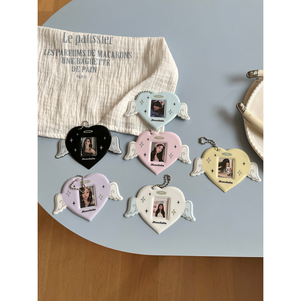 Love Wings ผู้ถือบัตร ins สไตล์ 3 ซม. 7 ซม. ID Photo Star Chasing Photocard ผู้ถือบัตรกระเป๋านักเรียนจี้