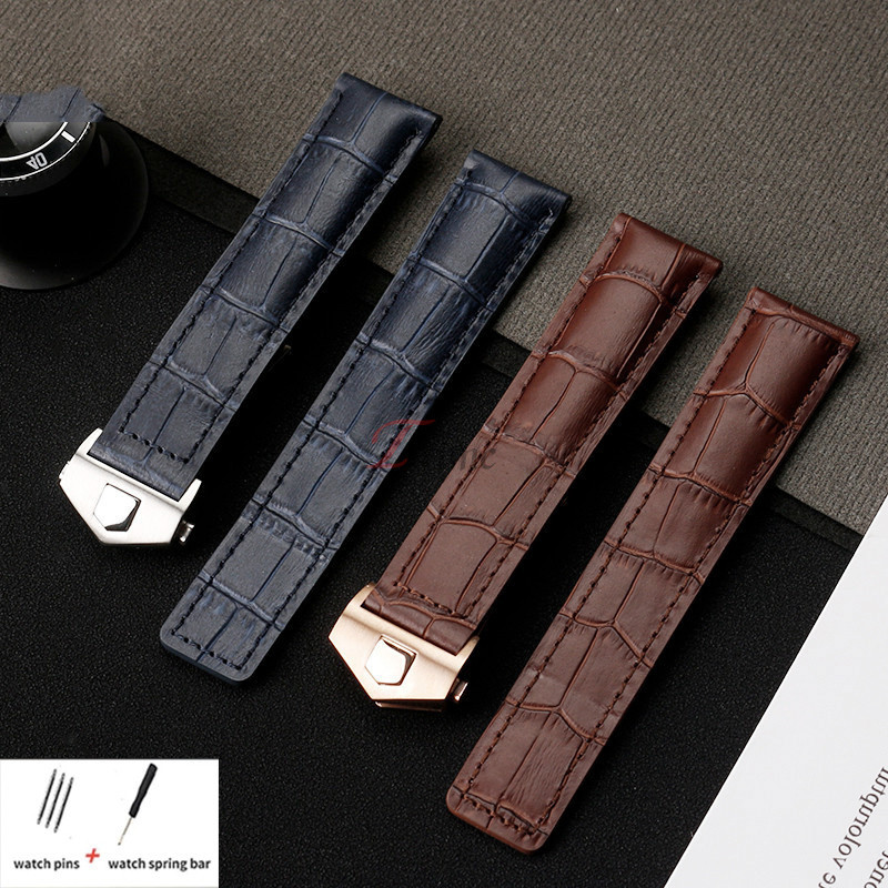 for  HEUER สายนาฬิกาข้อมือ สายหนังวัวแท้ 20 มม. 22 มม. 24 มม. สีฟ้า สีน้ําตาล สีดํา สีแดง สําหรับผู้ชาย