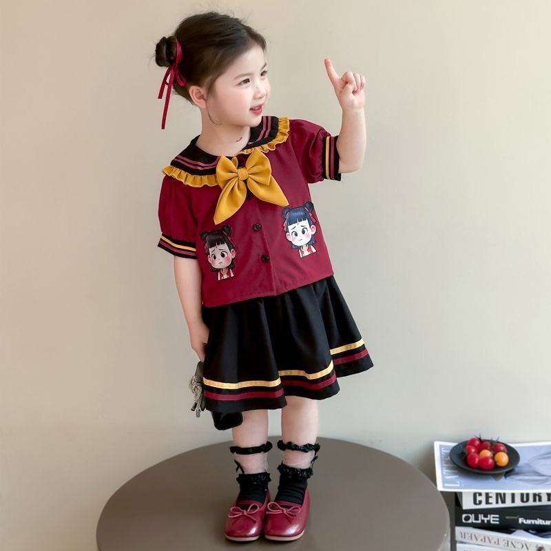 ชุดเซ็ตเด็กผู้หญิงลาย Kuromi สุดน่ารัก – เสื้อเซเลอร์+กระโปรงจีบสไตล์แฟชั่นการ์ตูน 2 ชิ้น - รูปที่ 4