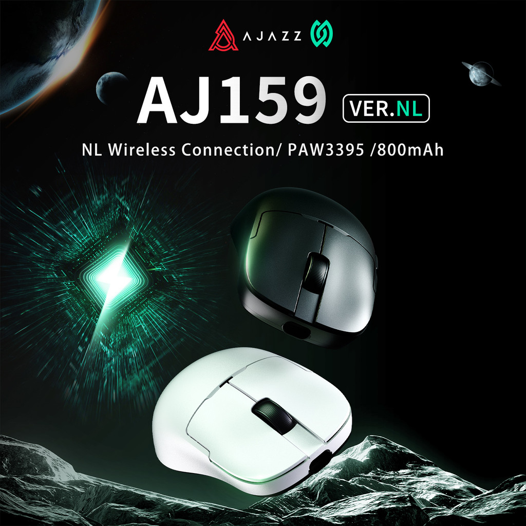 AJAZZ AJ159 NL ไร้สายบลูทูธสามโหมดเมาส์ 800mAh สําหรับเกม Office PAW3395 1K Nearlink BT อายุการใช้งา