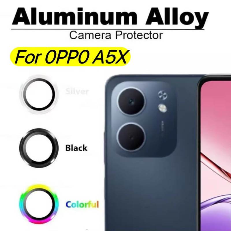 ฟิล์มกล้อง สำหรับ OPPO A5X / A5 5G / A5Pro 5G / A3Pro / A3X / A3 วงแหวนขอบเป็นโลหะอลุมเนยม ฟิล์มวงแห
