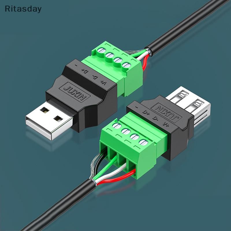 Ritasday 1 PC USB 2.0 ประเภท USB Connector ปลั๊ก USB อะแดปเตอร์เชื่อมต่อแจ็ค Type-A 4-Pin ชาย/หญิงปลั๊กสกรู Terminal Plug ใหม่