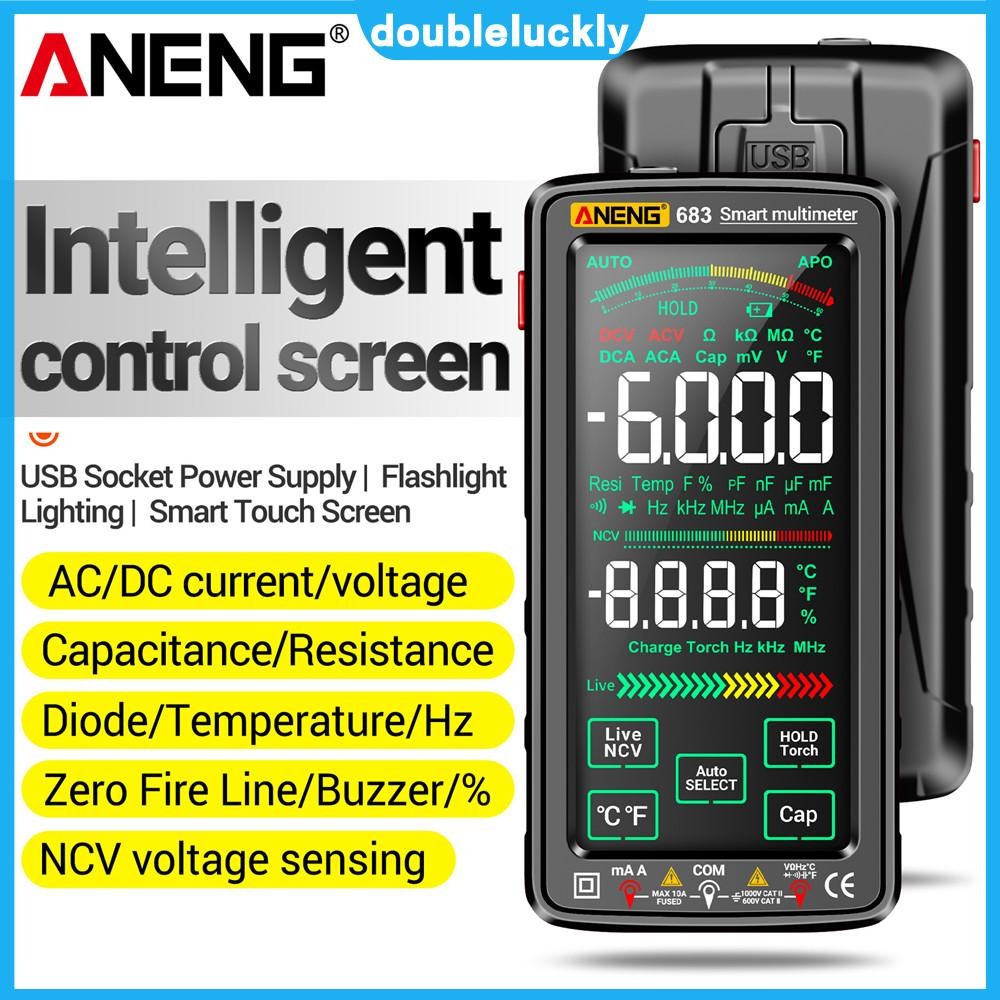 🔥Hot🔥ANENG 683 สมาร์ทมัลติมิเตอร์แบบดิจิตอล 6000 นับหน้าจอสัมผัสแอมป์มิเตอร์เครื่องทดสอบมิเตอร์