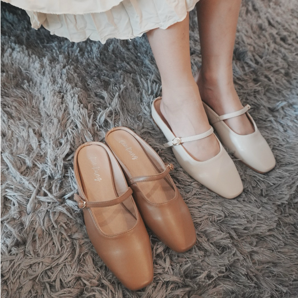 MARY JANE KK261 รองเท้าแมรี่เจน งานเปิดส้น รุ่นใหม่ รองเท้าเปิดส้น