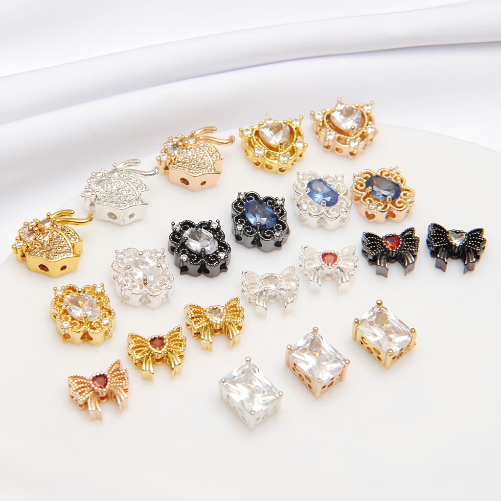 Spacer ลูกปัด 14K สีการเก็บรักษารูปไข่โบว์มีรูพรุน diy