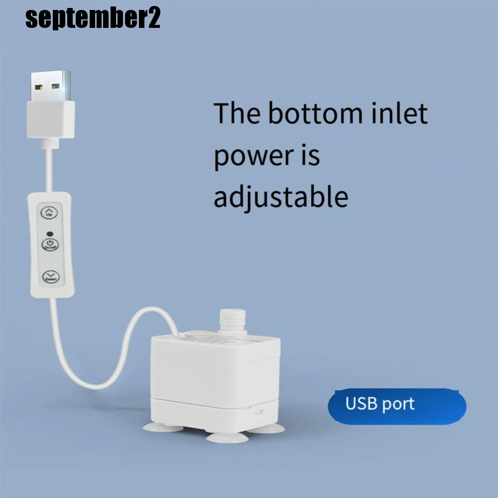 SPEPEMBER Mini Submersible Pump, Low Pressure 3W Aquarium USB Submersible Pump,น้ําCirculostatic Filter Shock-proofปรับการไหลขนาดใหญ่Mini Fountain Pump Landscape