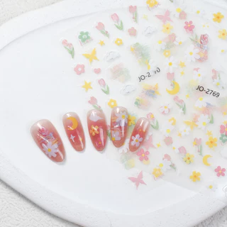 สติ๊กเกอร์ติดเล็บ ตกแต่งเล็บบรรเทา Aurora Daisy ดอกไม้ภาพวาดสีน้ํามัน Monets Garden น่ารักฤดูใบไม้ผลิ Moon KOULDAN