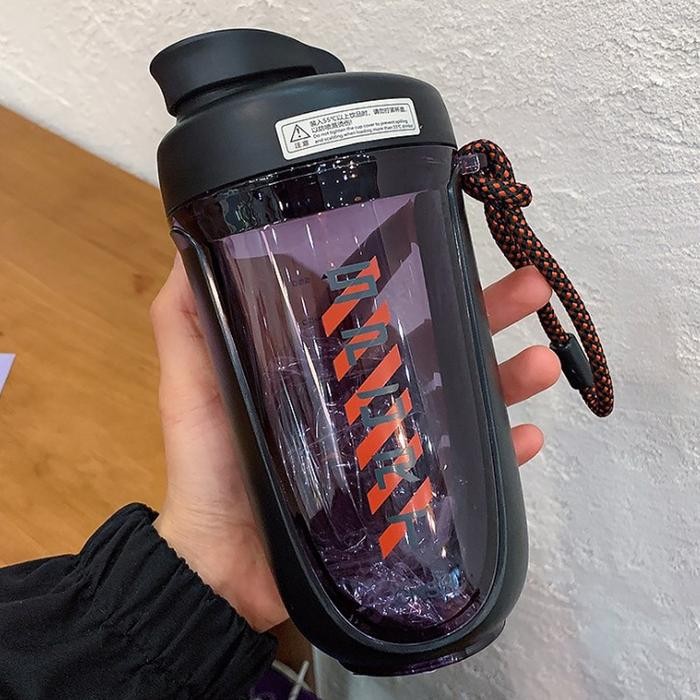 RoxArt 590ml ขวดเชคเกอร์สองชั้นพร้อมยิมเชคเกอร์โปรตีนเชคเกอร์ BPA FREE - สีดํา