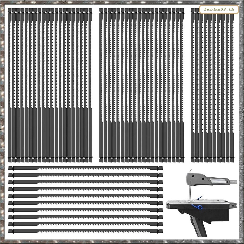 [LHY] ใบเลื่อยเลื่อน 60 ชิ้นปลายพิน, 15TPI, 18TPI, 24TPI Pin End Scroll Saw Blade สําหรับตัดไม้โลหะพ