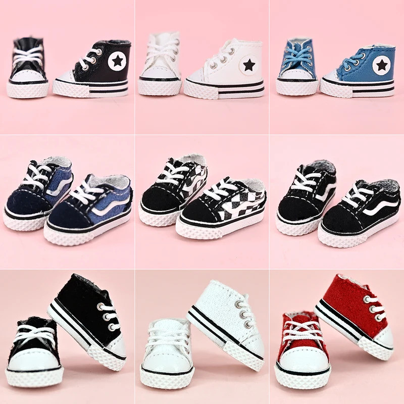 Ob11 High-Top Doll Star Shoes Canvas Grid Shoes Sports Casual Doll Shoes For Gsc Body, Molly, P9, Ym