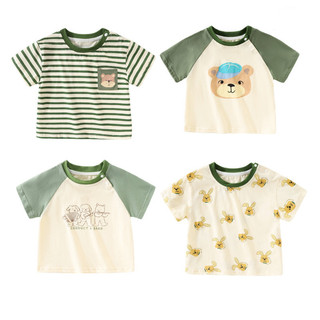 ทารกสบายๆแขนสั้นเสื้อยืดชายการ์ตูนผ้าฝ้ายบริสุทธิ์ด้านบน