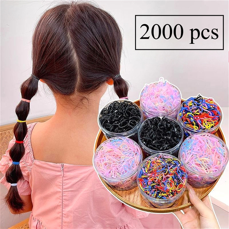 ชุดเชือกผมสำหรับเด็ก 2000 เชือก สีสันสดใส เครื่องประดับผมยืดรัด五金制品