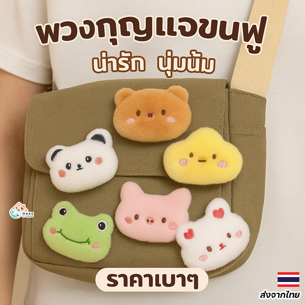 เข็มกลัดตุ๊กตาการ์ตูนสุดน่ารัก กบ หมี กระต่าย แมว แพนด้า ติดกระเป๋า เสื้อผ้า DIY ของขวัญสุดคิ้วท์