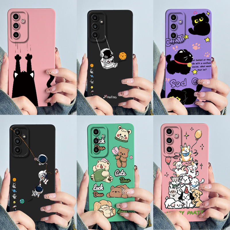 SAMSUNG สําหรับSamsung A05S 4GกรณีSM-A057Fน่ารักนักบินอวกาศการ์ตูนรูปแบบซิลิโคนเหลวฝาครอบโทรศัพท์นุ่มสําหรับSamsung Galaxy A04S SM-A047F 05 Sปลอก