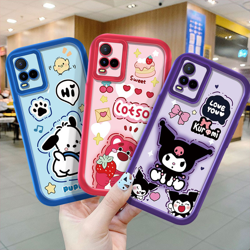 Kuromi Pochacco สตรอเบอร์รี่หมีเคสโทรศัพท์สําหรับ VIVO Y95 Y91 Y93 Y50 Y30 Y30i Y19 U3 Y5S S10E V23E S1 Pro กันกระแทก Soft TPU ฝาหลังปลอก