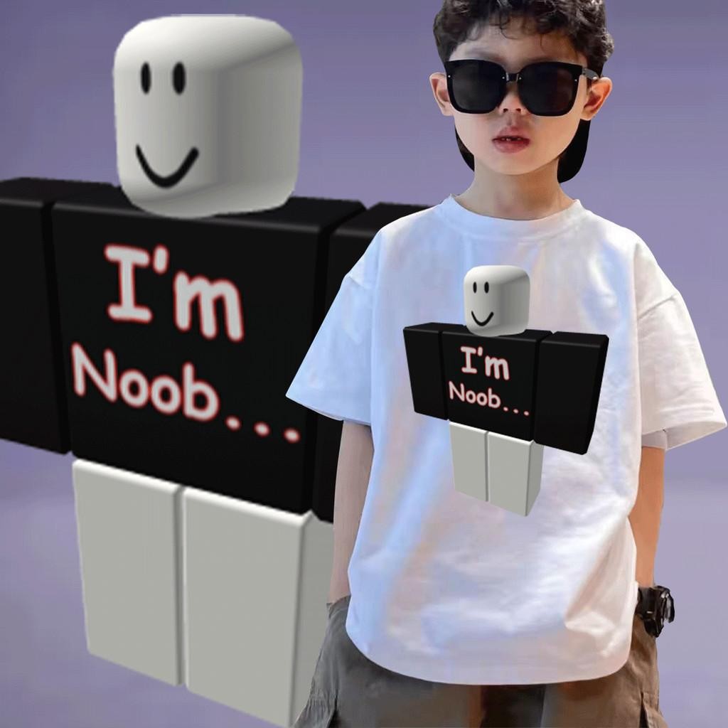 เสื้อยืดเด็ก oof I'm Noob Roblox พิมพ์ลายขำๆ คอตตอนเนื้อนุ่ม ใส่สบาย สำหรับเด็ก 100-150cm