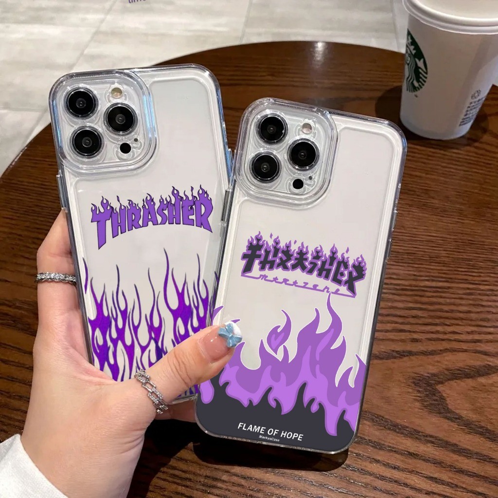 ZC01 Iphone 13 Promax Transparent Casing Thrasher ใหม่ Protec Camera Ip x/ip xr/ip11/ip11pro max/ip1