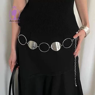 # ANTH # แฟชั่นโลหะรอบแผ่นดิสก์ Splicing ผู้หญิงเอวชุดตกแต่ง Body Chain เครื่องประดับอุปกรณ์เสริม .