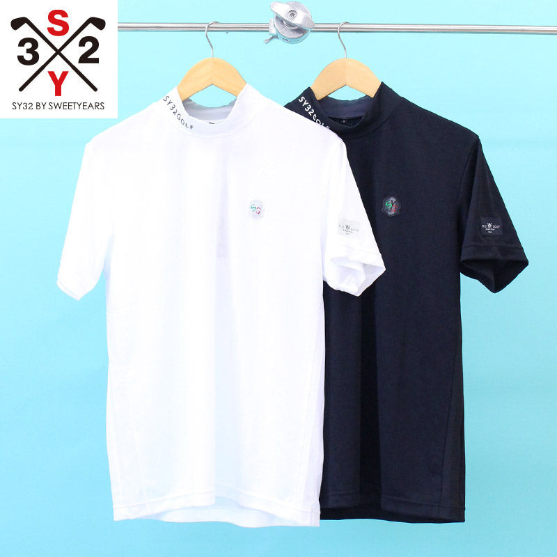 SY32 by SWEET YEARS เสื้อ Mock Neck แขนสั้น ทอแจ็กการ์ดโลโก้