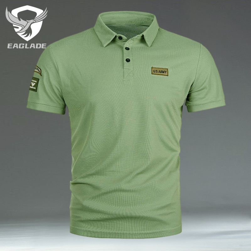 EAGLADE เสื้อยืดโปโลคอปกสำหรับผู้ชายระบายอากาศ ZT189 สีเขียว K11