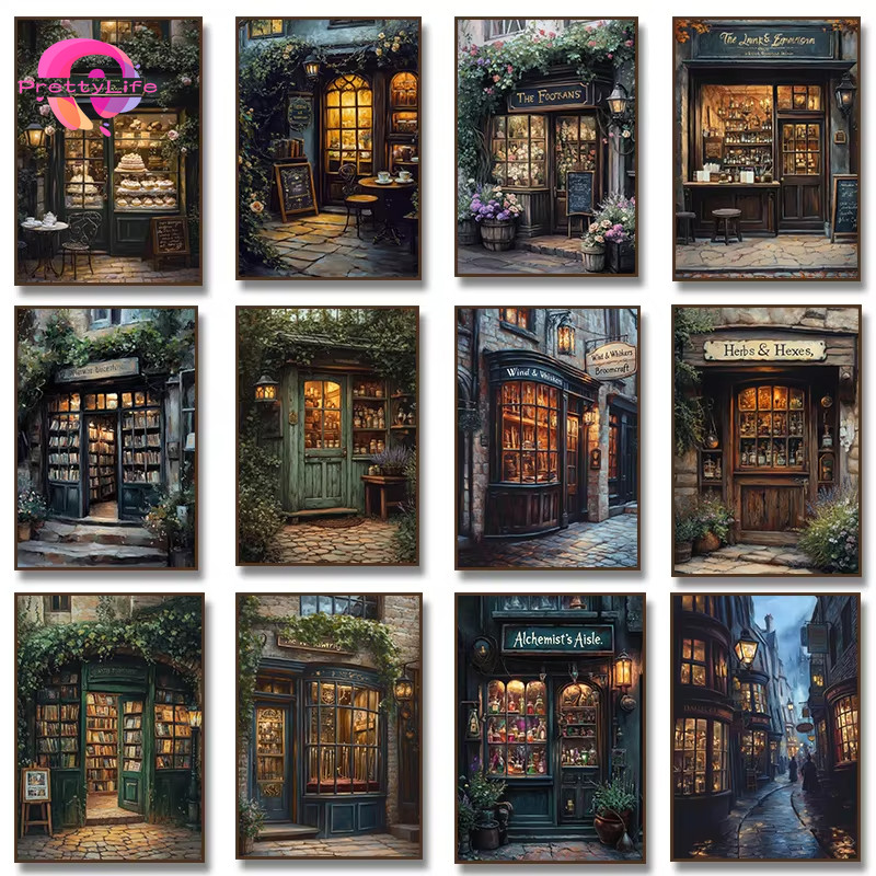 PL ภูมิทัศน์ลึกลับ 5D DIY ภาพวาดเพชรคริสตัล cross stitch เพชรรอบโมเสคเพชรเย็บปักถักร้อยชุด Rhinestone ตกแต่งบ้าน 30x40 ซม.