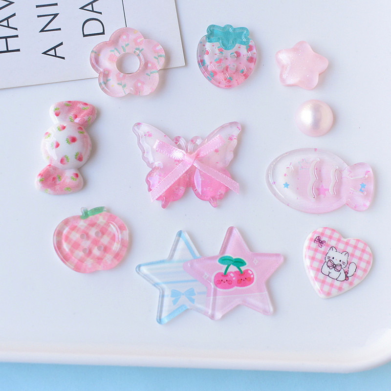 10ชิ้น/เซ็ตผีเสื้อสีชมพูและปลาเรซิ่น แฟลตแบ็ค ทําเอง เคสโทรศัพท์สําหรับกิ๊บทําวัสดุหลุมรองเท้าตกแต่ง