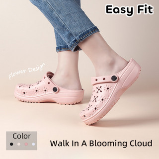 Easyfit Floral Clogs for Women Bloom Cut-Outs Breathable Sandals Flowers at Feet Slippers Size 36-41