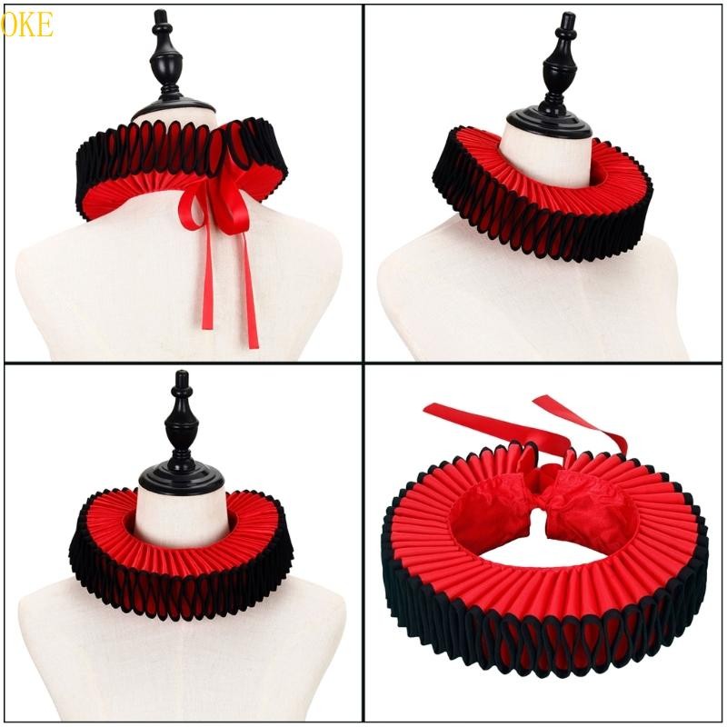OKE Elegant Layered Ruffle Collar สําหรับผู้หญิงและผู้ชาย Victorian False Collar