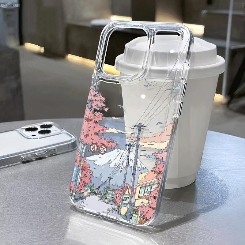 ทิวทัศน์แฟชั่นสําหรับ iPhone 17 16 15 14 13 12 11 Pro Max XS XR 8 7 Plus SE ฝาครอบป้องกันหน้าจอปลอกกันกระแทก