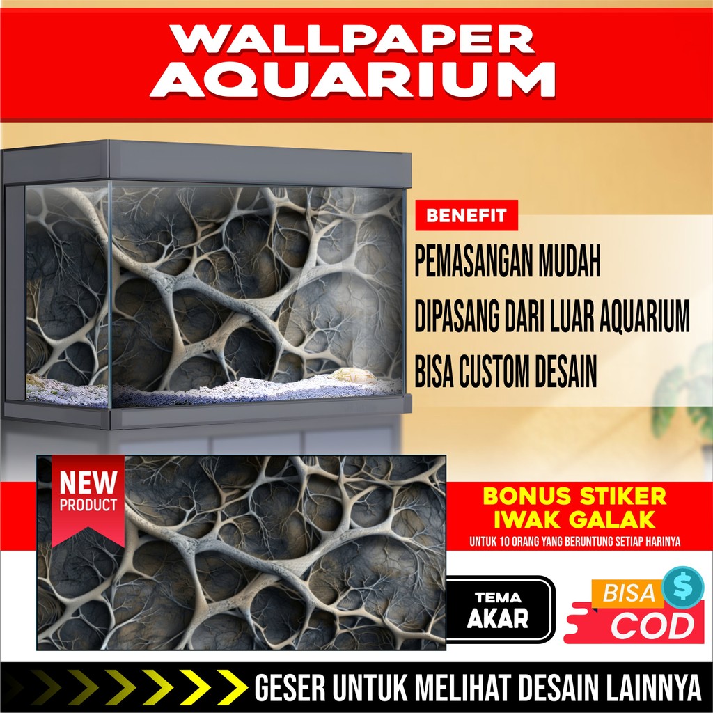 3D REAR AQUARIUM BACKGROUND สติ๊กเกอร์ติดผนังพร้อมผลิตภัณฑ์ AP2