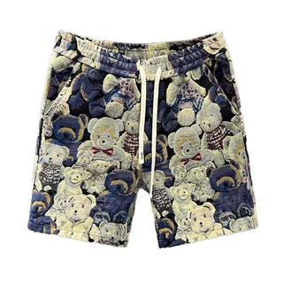 EERSHENSHI กางเกงขาสั้นผู้ชายพิมพ์ลายหมีสไตล์ยุโรป,Beachwear ฤดูร้อนอินเทรนด์