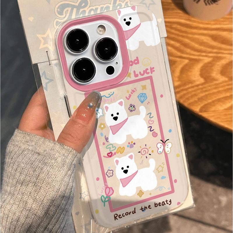 กรอบสีชมพูลูกสุนัขสําหรับOppo A74 A17 A16 A58 A77 A97 A3S A78 A9 A7 A55 A53 A76 A38 A31 A57 A1K A16K