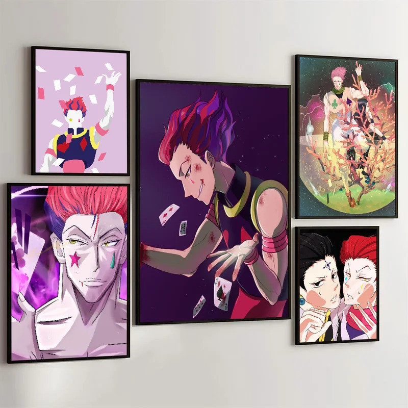 1PC Hunter X Hunter Hisoka Poster Movie Sticky Posters Retro Kraft Paper Sticker DIY Room Bar Cafe A