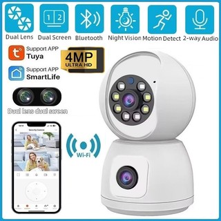 Tuya กล้องวงจรปิด CCTV 4MP เลนส์คู่ WiFi IP มองเห็นที่มืด ตรวจจับมนุษย์ Ai ตรวจจับการเคลื่อนไหวในร่ม บ้าน