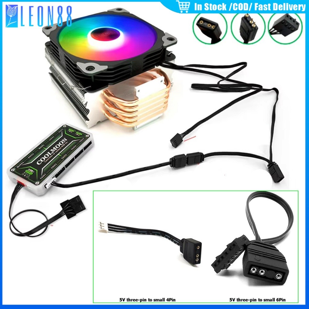 ของมาใหม่！Coolmoon 3Pin To 4Pin 6Pin 5V ARGB สายเคเบิ้ลอะแดปเตอร์ควบคุมพัดลม