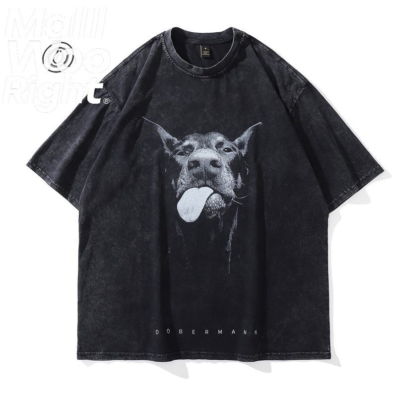 （จัดส่งตลอด 24 ชั่วโมง）HY  Doberman tee โอเวอร์ไซส์ เสื้อผ้าสตรีท อปป้า เกาหลี y2k ทราวิส 2pac ฮิต 2024  มาใหม่