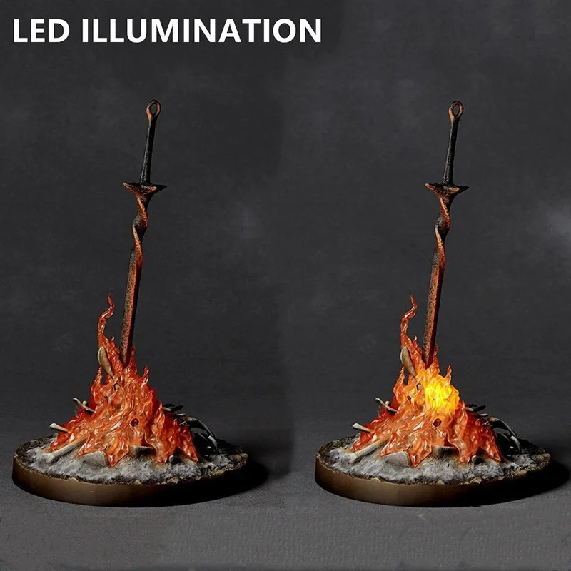 22CM Dark Souls Action Figure Fire Glowing Sword LED ILLUMINATION Collection Model Toy