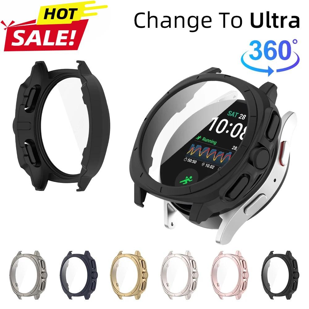 เปลี่ยนเคส Ultra สําหรับ Samsung Galaxy Watch 7 44 มม.40 มม.เคสกระจกนิรภัย + ฝาครอบป้องกันหน้าจอสําหรับ Samsung Watch7