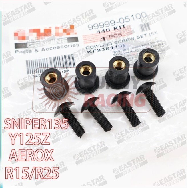 8PCS Nut Visor Windsield Shield Bolt/Visor Shield Bolt LC 135/Sniper 135 V4/V5/V6/V7 Y125Z AEROX